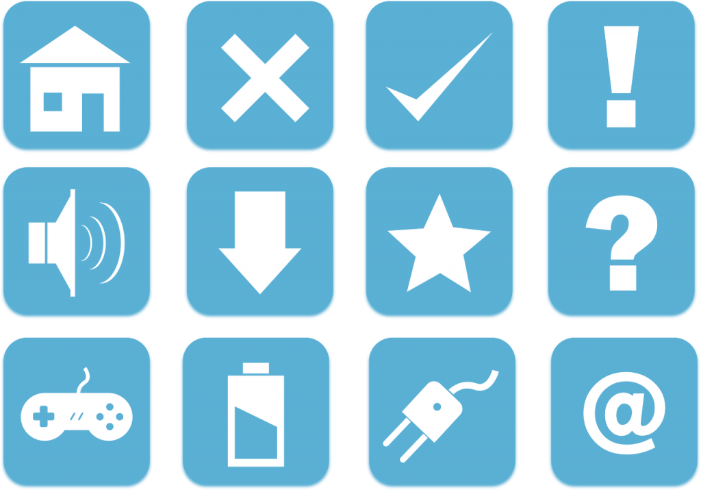 iconen met allerlei symbolen, zoals ster, stekker en vraagteken - afbeelding bij Verkopen is leuk! blog
